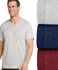 Men's Jockey® 3-pack V-Neck Tees -Casual Outfits For Men Elegant store 1140243 Cranberry Asst