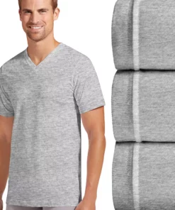 Men's Jockey® 3-pack V-Neck Tees -Casual Outfits For Men Elegant store 1140243 Gray Heather