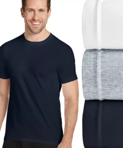 Men's Jockey® 3-pack Crewneck Tees -Casual Outfits For Men Elegant store 1141005 White Grey Navy
