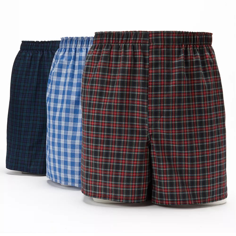 Big & Tall Hanes® 3-pk. Plaid Boxers 3 Big & Tall Hanes® 3-pk. Plaid Boxers