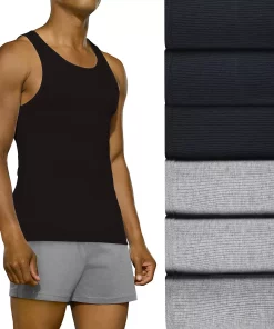 Men's Fruit of the Loom® Signature Super Soft Black/Grey A-Shirt (6-pack)