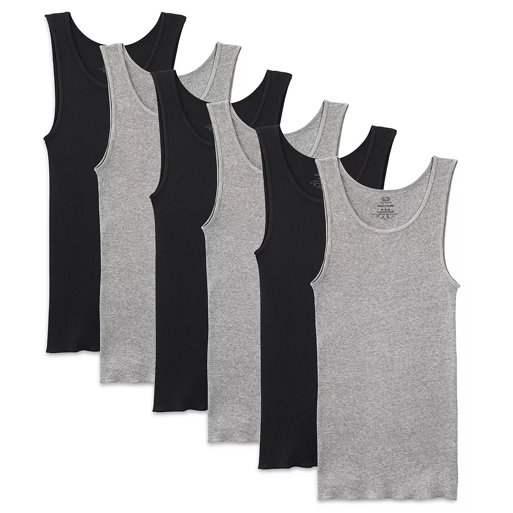 Men's Fruit of the Loom® Signature Super Soft Black/Grey A-Shirt (6-pack) 4 Men's Fruit of the Loom® Signature Super Soft Black/Grey A-Shirt (6-pack) - Image 2