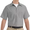 Big & Tall Red Kap Classic-Fit Industrial Button-Down Work Shirt 2 Big & Tall Red Kap Classic-Fit Industrial Button-Down Work Shirt -Casual Outfits For Men Elegant store 2588960 Light Gray