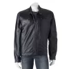 Big & Tall Vintage Leather Leather Racer Jacket -Casual Outfits For Men Elegant store 2603008 Black