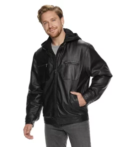 Men's Vintage Leather Hooded Jacket