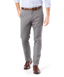 Men's Dockers® Easy Khaki Slim Stretch Flat-Front Pants -Casual Outfits For Men Elegant store 2773655 Burma Gray