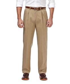 Men’s Haggar® Premium No-Iron Khaki Stretch Classic-Fit Pleated Expandable Waist Pants