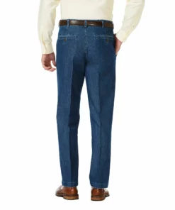 Men's Haggar® Classic-Fit Stretch Expandable-Waist Flat-Front Jeans -Casual Outfits For Men Elegant store 2877548 ALT