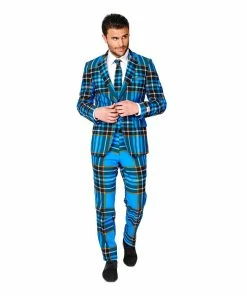 Men's OppoSuits Slim-Fit Novelty Pattern Suit & Tie Set 22 Men's OppoSuits Slim-Fit Novelty Pattern Suit & Tie Set -Casual Outfits For Men Elegant store 2960606 Blue Plaid