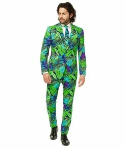 Men's OppoSuits Slim-Fit Novelty Pattern Suit & Tie Set 17 Men's OppoSuits Slim-Fit Novelty Pattern Suit & Tie Set -Casual Outfits For Men Elegant store 2960606 Green Blue