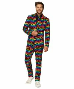 Men's OppoSuits Slim-Fit Novelty Pattern Suit & Tie Set 20 Men's OppoSuits Slim-Fit Novelty Pattern Suit & Tie Set -Casual Outfits For Men Elegant store 2960606 Wild Rainbow