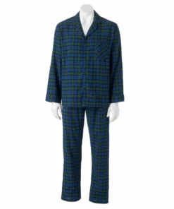 Men's Hanes Ultimate® Plaid Flannel Pajama Set -Casual Outfits For Men Elegant store 2991215 Black Watch Plaid