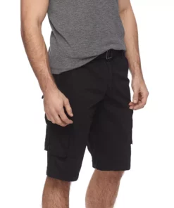Men's RawX Regular-Fit Belted Cargo Shorts -Casual Outfits For Men Elegant store 3216936 Black