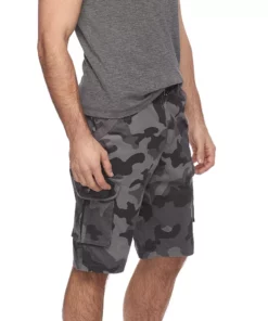 Men's RawX Regular-Fit Belted Cargo Shorts -Casual Outfits For Men Elegant store 3216936 Black Camo