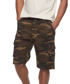 Men's RawX Regular-Fit Belted Cargo Shorts -Casual Outfits For Men Elegant store 3216936 Brown Camo
