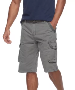 Men's RawX Regular-Fit Belted Cargo Shorts -Casual Outfits For Men Elegant store 3216936 Gray