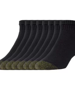 Men's GOLDTOE® 6-pack + 2 Bonus Cushioned Quarter Socks -Casual Outfits For Men Elegant store 3293059 Black
