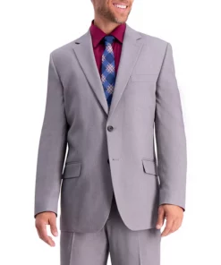 Men's Haggar® Travel Performance Tailored-Fit Stretch Suit Jacket -Casual Outfits For Men Elegant store 3336971 Gray