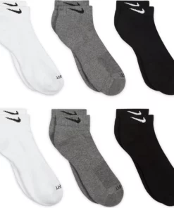 Men's Nike 6-pack Everyday Plus Cushioned Low-Cut Training Socks -Casual Outfits For Men Elegant store 3570393 Gray Multi