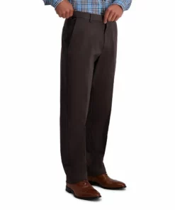 Men's Haggar® Iron Free Premium Khaki™ Classic-Fit Flat Front Hidden Comfort Waistband Casual Pant -Casual Outfits For Men Elegant store 3696341 ALT3