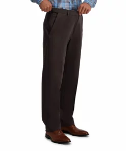 Men's Haggar® Iron Free Premium Khaki™ Classic-Fit Flat Front Hidden Comfort Waistband Casual Pant -Casual Outfits For Men Elegant store 3696341 ALT5
