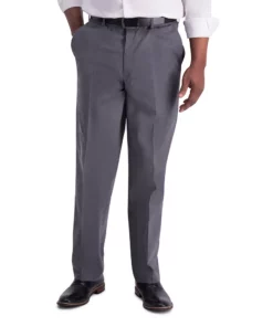 Men's Haggar® Iron Free Premium Khaki™ Classic-Fit Flat Front Hidden Comfort Waistband Casual Pant