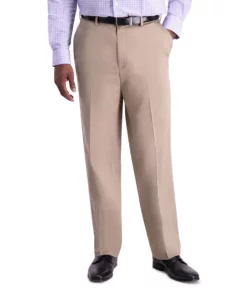 Men's Haggar® Iron Free Premium Khaki™ Classic-Fit Flat Front Hidden Comfort Waistband Casual Pant -Casual Outfits For Men Elegant store 3696341 Medium Khaki