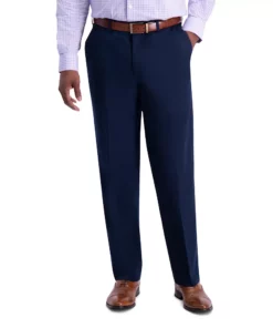 Men's Haggar® Iron Free Premium Khaki™ Classic-Fit Flat Front Hidden Comfort Waistband Casual Pant -Casual Outfits For Men Elegant store 3696341 Navy