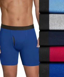 Men's Fruit of the Loom® Signature 5-pack Cool Zone Fly Boxer Briefs -Casual Outfits For Men Elegant store 3702838 Assorted