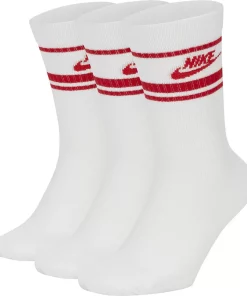 Men's Nike Everyday Essential 3-pack Striped Crew Socks 13 Men's Nike Everyday Essential 3-pack Striped Crew Socks -Casual Outfits For Men Elegant store 3708366 White University Red