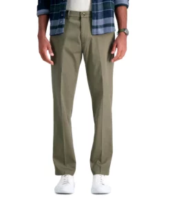 Men's Haggar® Iron Free Premium Khaki™ Straight-Fit Flat Front Perfect Fit Waistband Casual Pant