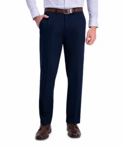Men's Haggar® Iron Free Premium Khaki™ Straight-Fit Flat Front Perfect Fit Waistband Casual Pant 17 Men's Haggar® Iron Free Premium Khaki™ Straight-Fit Flat Front Perfect Fit Waistband Casual Pant -Casual Outfits For Men Elegant store 3716820 Navy