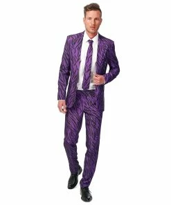 Men's Suitmeister Slim-Fit Novelty Pattern Suit & Tie Set -Casual Outfits For Men Elegant store 3747982 Purple