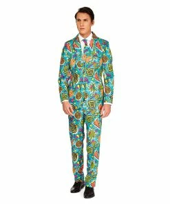 Men's Suitmeister Slim-Fit Novelty Pattern Suit & Tie Set