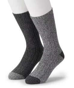 Cuddl Duds Socks For Men 2-Pack Twist Ribbed Crew Socks