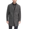 Men's Dockers® Midweight Wool-Blend Topcoat with Quilted Bib -Casual Outfits For Men Elegant store 3799953 Herringbone