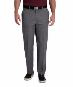 Men's Haggar® Cool Right® Performance Flex Classic-Fit Flat-Front Pants 15 Men's Haggar® Cool Right® Performance Flex Classic-Fit Flat-Front Pants -Casual Outfits For Men Elegant store 3930126 Heather Gray