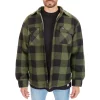 Men's Smith's Workwear Sherpa-Lined Plaid Microfleece Shirt Jacket -Casual Outfits For Men Elegant store 4134567 Olive Black