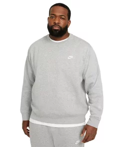 Big & Tall Nike Club Sweatshirt -Casual Outfits For Men Elegant store 4248618 Dark Gray Heather