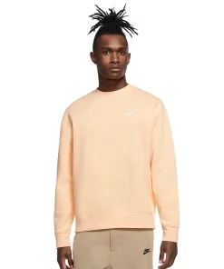 Big & Tall Nike Club Sweatshirt -Casual Outfits For Men Elegant store 4248618 Orange Chalk