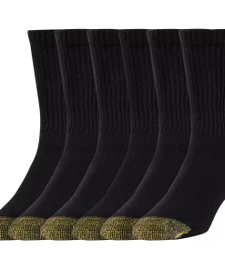 Men's GOLDTOE® 6-pack Short Crew Socks -Casual Outfits For Men Elegant store 4344561 Black