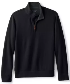 Men's Lands' End Bedford Regular-Fit Ribbed Quarter-Zip Pullover Sweater 23 Men's Lands' End Bedford Regular-Fit Ribbed Quarter-Zip Pullover Sweater -Casual Outfits For Men Elegant store 4422815 Black