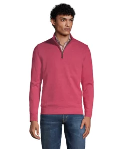 Men's Lands' End Bedford Regular-Fit Ribbed Quarter-Zip Pullover Sweater 21 Men's Lands' End Bedford Regular-Fit Ribbed Quarter-Zip Pullover Sweater -Casual Outfits For Men Elegant store 4422815 Blossom Heather