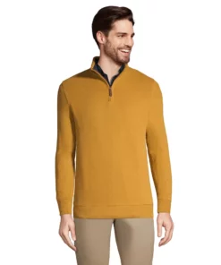 Men's Lands' End Bedford Regular-Fit Ribbed Quarter-Zip Pullover Sweater 17 Men's Lands' End Bedford Regular-Fit Ribbed Quarter-Zip Pullover Sweater -Casual Outfits For Men Elegant store 4422815 Golden Brown
