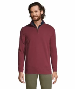 Men's Lands' End Bedford Regular-Fit Ribbed Quarter-Zip Pullover Sweater 18 Men's Lands' End Bedford Regular-Fit Ribbed Quarter-Zip Pullover Sweater -Casual Outfits For Men Elegant store 4422815 Rich Burgundy
