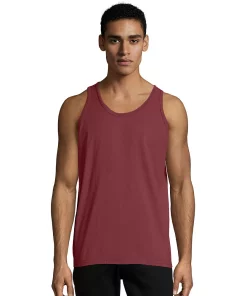 Men's Hanes® ComfortWash Garment-Dyed Tank -Casual Outfits For Men Elegant store 4462636 Cayenne