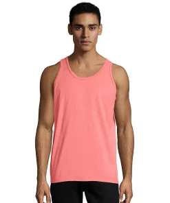 Men's Hanes® ComfortWash Garment-Dyed Tank -Casual Outfits For Men Elegant store 4462636 Coral Craze
