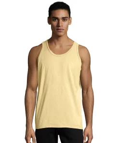 Men's Hanes® ComfortWash Garment-Dyed Tank -Casual Outfits For Men Elegant store 4462636 Summer Squash Yellow