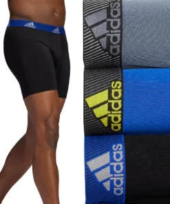 Men's adidas Performance 3-Pack Long Boxer Briefs 17 Men's adidas Performance 3-Pack Long Boxer Briefs -Casual Outfits For Men Elegant store 4517771 Black Royal Yellow