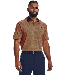 Men's Under Armour Striped Classic-Fit Performance Golf Polo -Casual Outfits For Men Elegant store 4526407 Sunset Boulevard